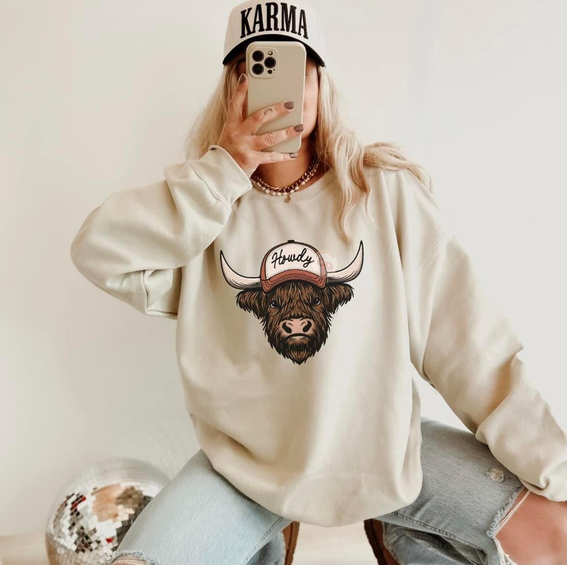 Howdy Highland Cow Crewneck