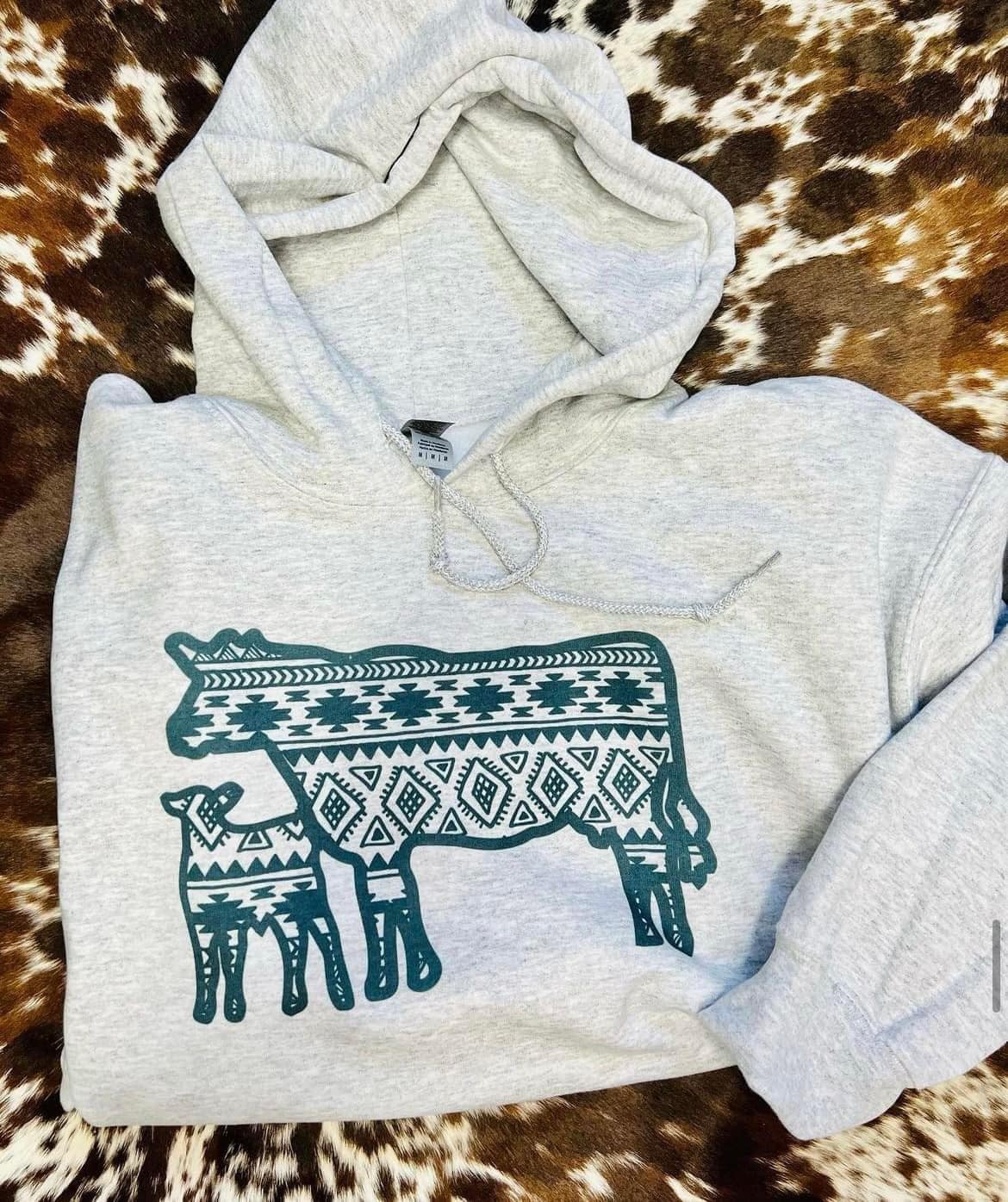 Aztec Tri Cow Calf Hooded Sweatshirt
