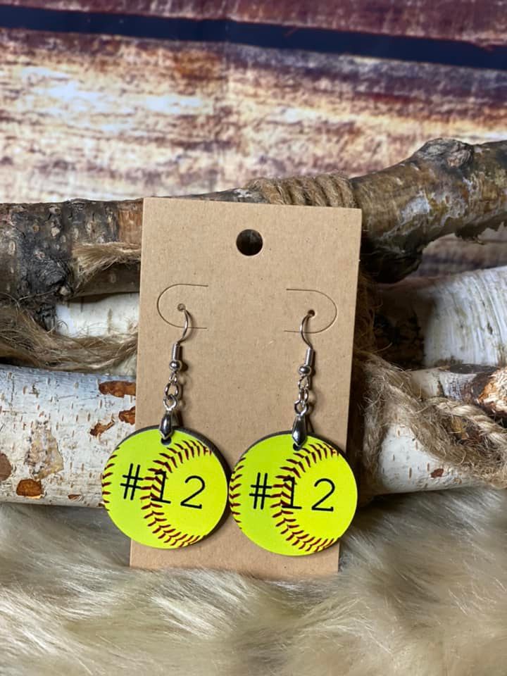 Baseball & Softball Round Dangle Earrings