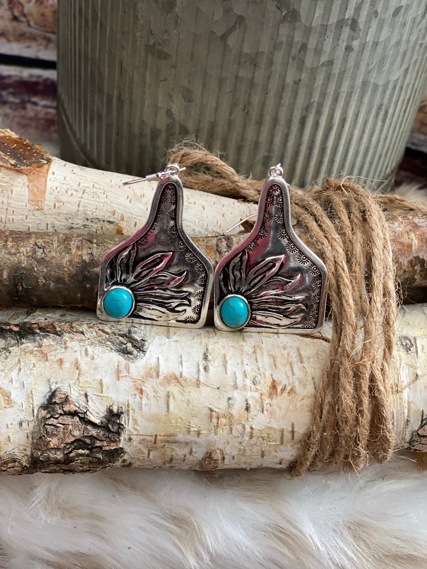 SF Metal Cowtag Earring