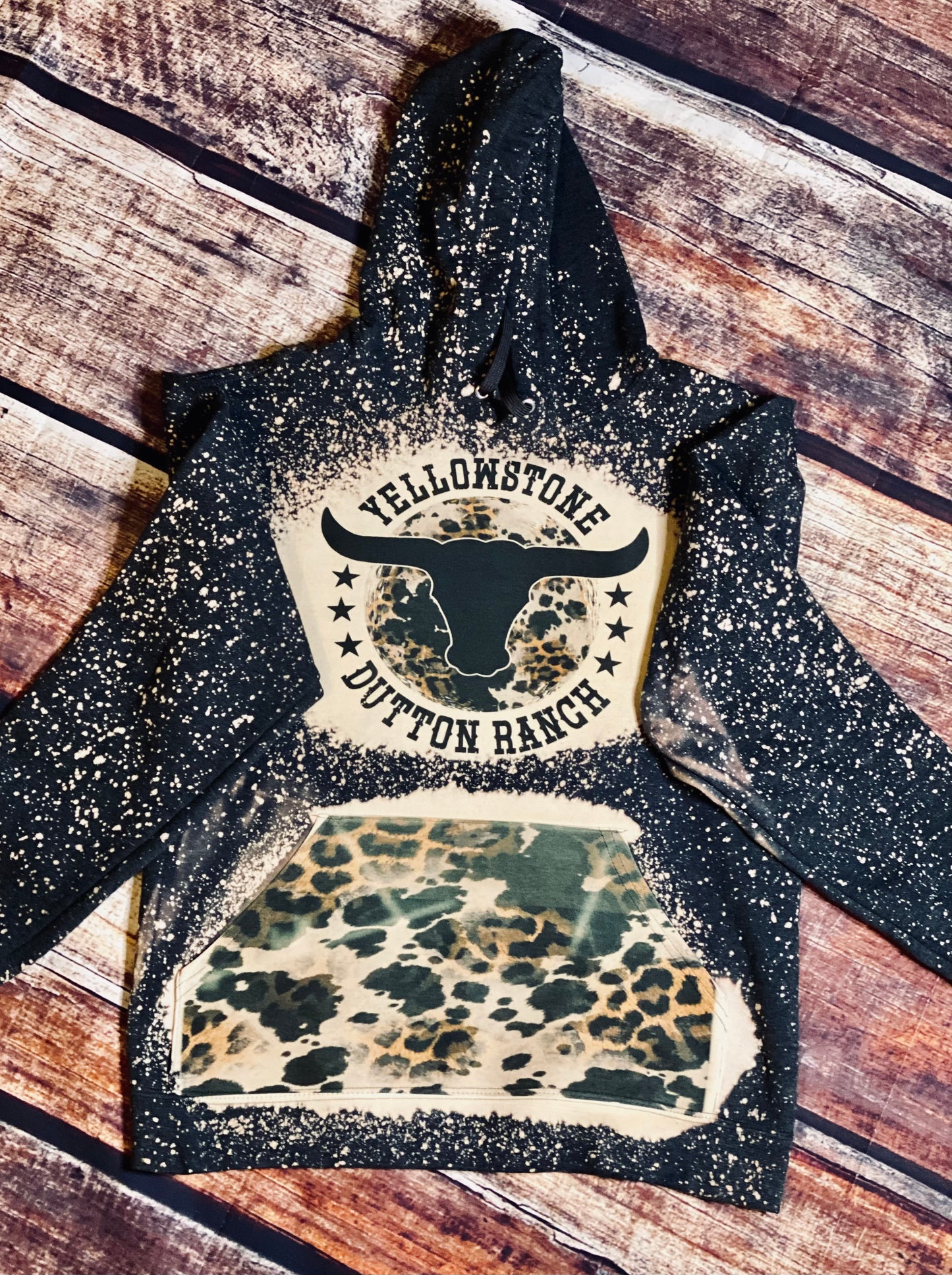 YS Cow Print Cheetah Hooded Sweatshirt