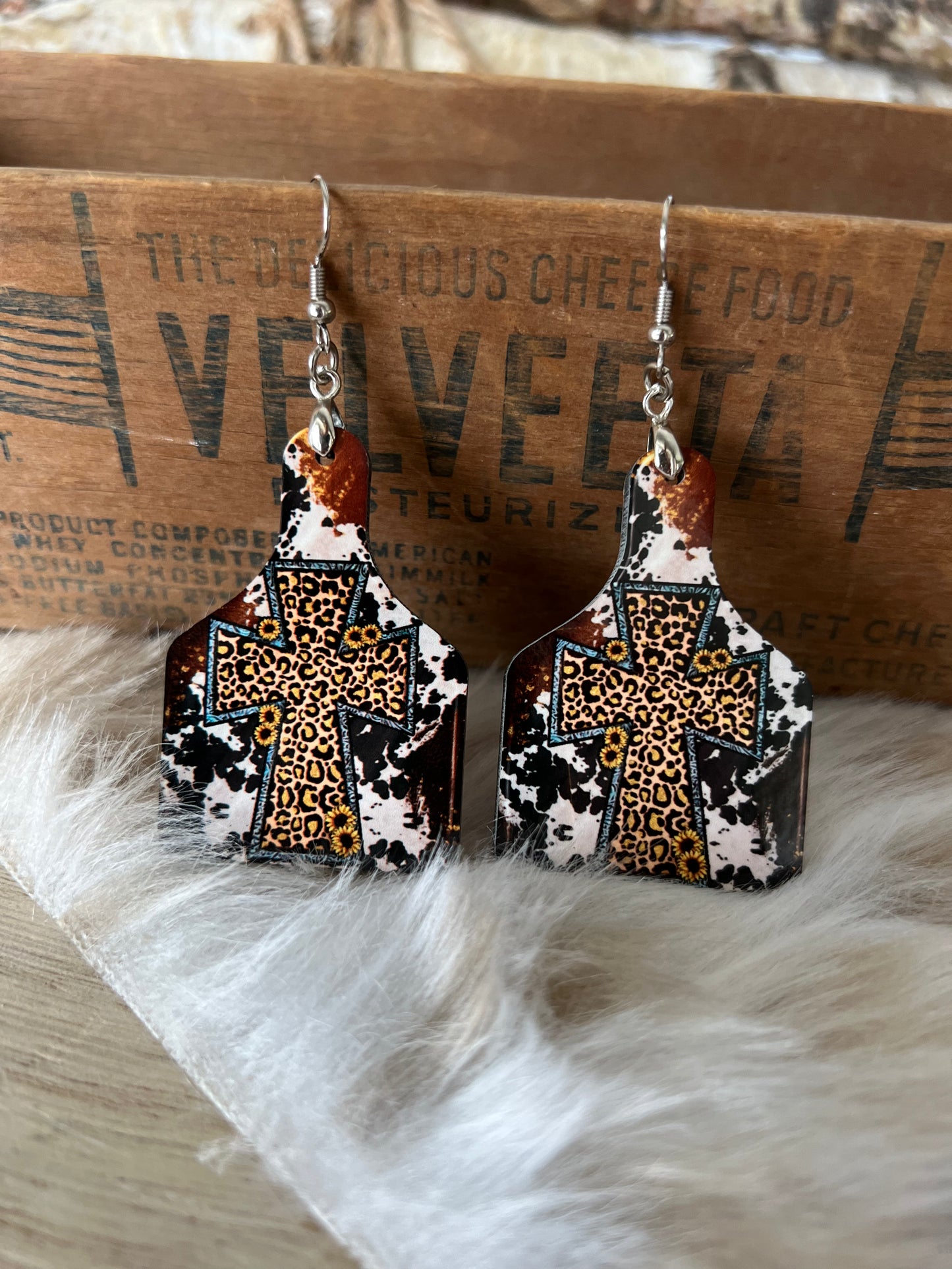 Sunny Cross Cow Earring