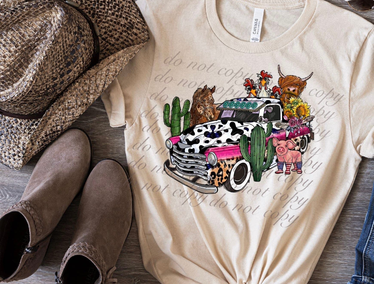 Retro Cow Farm Animals T-Shirt
