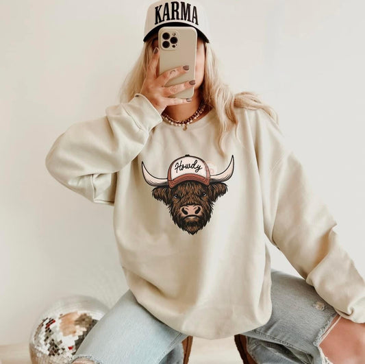 Howdy Highland Cow Crewneck