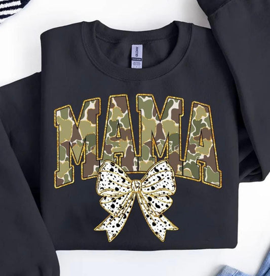 Mama Camouflage Bow Crewneck