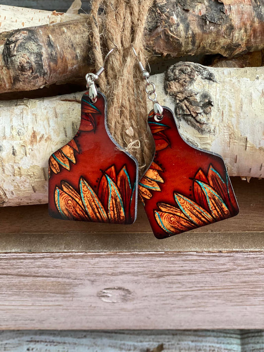 Rustic Sunny Cowtag Earrings