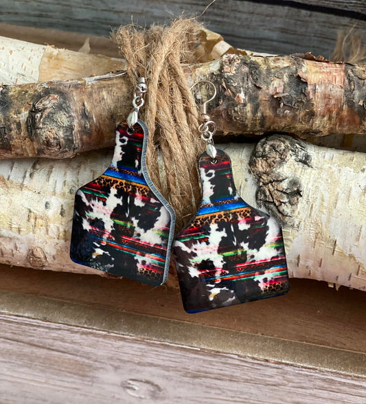 Ruggish Serape Cow Earrings