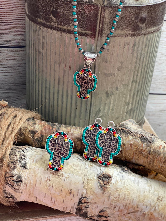 Cactus Cheetah Serape Necklace Set