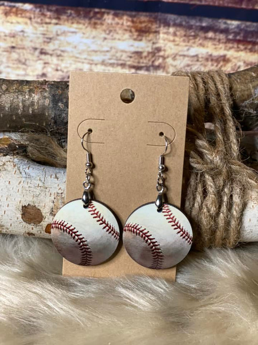 Baseball & Softball Round Dangle Earrings