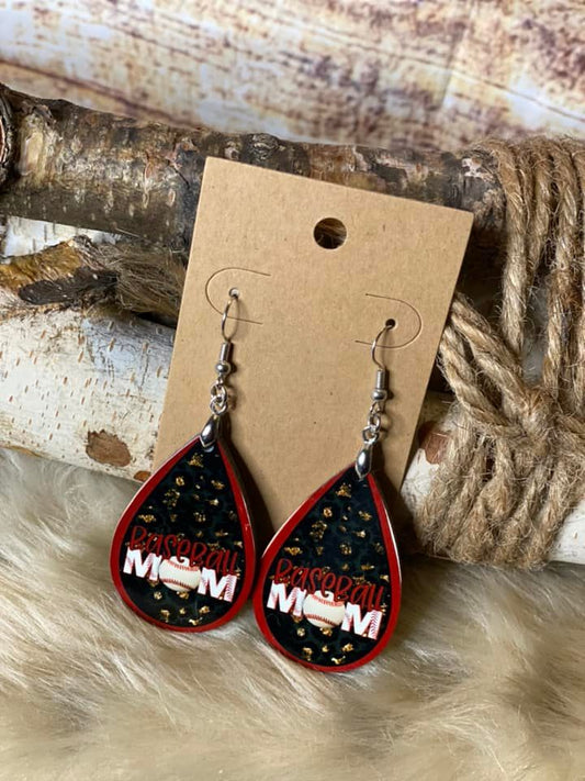 Baseball Mom Teardrop Earring