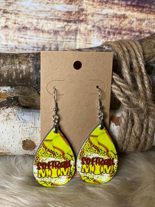 Softball Mom Teardrop Earrings