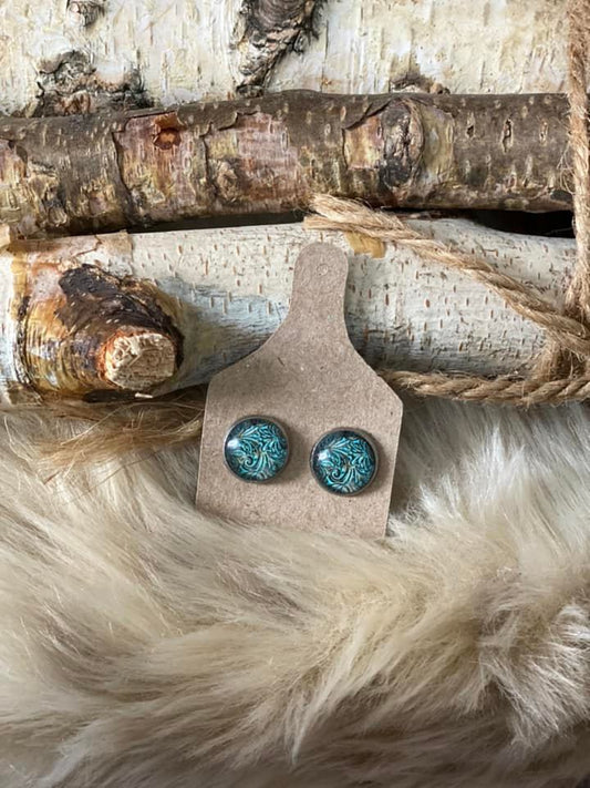 Turq Paisley Print Earring