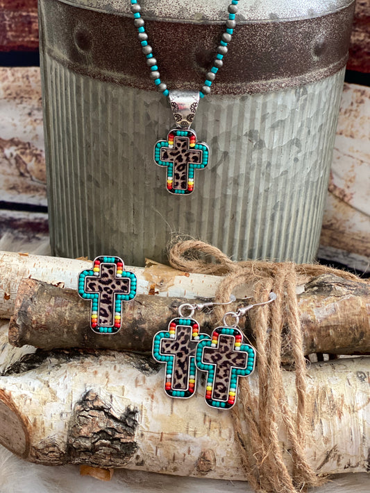 Cheetah Serape Cross Set
