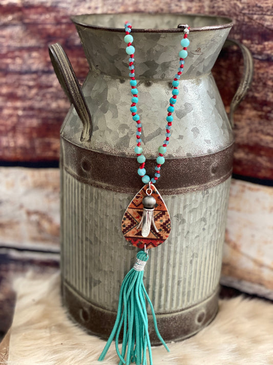 Faux Leather Multi Tear Necklace