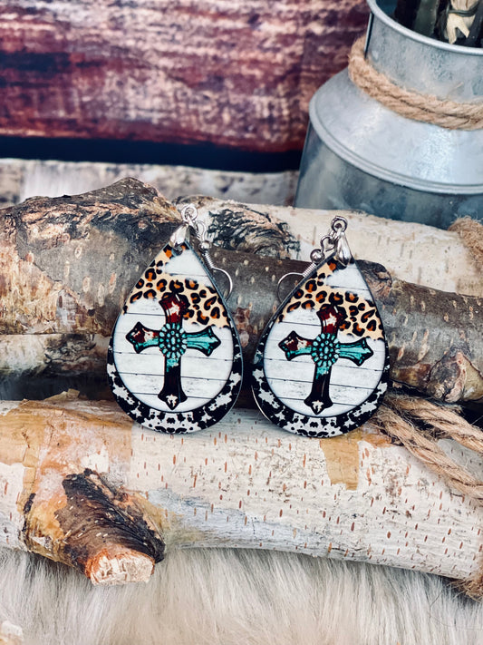 Cross Teardrop Earring