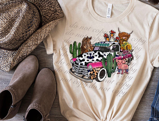 Retro Cow Farm Animals T-Shirt