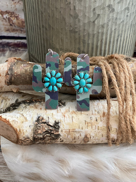 Camo Cactus Blossom Earring